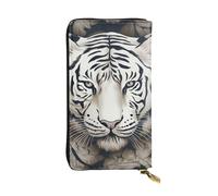 FZQVSLCM White tiger head pattern Leather Wallet for Women Long Coin Purse Ultra Slim Credit Cards Holder Bifold Clutch