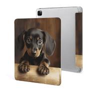 FZQVSWTX Case Compatible with iPad 10th /9th /8th Generation, 12.9'' Tri-fold Stand, Dog Dachshund Printed Leather Silicone Protective Case with Pencil Holder