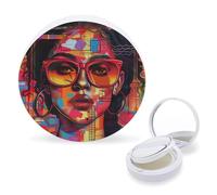 FZQVSWTX Empty Portable Air Cushion Case,Girl Wearing Sunglasses Printed Travel Foundation Container Refillable Foundation BB Cream Box with Powder Puff And Mirror, Girl Wearing Sunglasses, One Size,