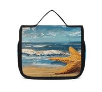 FZQVSWTX Hanging Travel Toiletry Bag for Men And Women,A Brown Rabbit Printed Polyester Portable Toiletry Organizer, Starfish on the Beach, 22.5x18.5cm