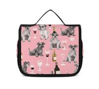 FZQVSWTX Hanging Travel Toiletry Bag for Men And Women,Beautiful Mermaid Tail Printed Polyester Portable Toiletry Organizer, Schnauzer, 22.5x18.5cm