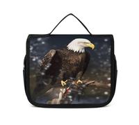 FZQVSWTX Hanging Travel Toiletry Bag for Men And Women,Chocolate Cookie Printed Polyester Portable Toiletry Organizer, North American Bald Eagle, 22.5x18.5cm