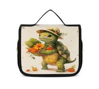 FZQVSWTX Hanging Travel Toiletry Bag for Men And Women,Deer And Cactus Printed Polyester Portable Toiletry Organizer, A Cartoon Turtle, 22.5x18.5cm