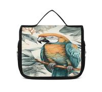FZQVSWTX Hanging Travel Toiletry Bag for Men And Women,Gold And Black Shapes Printed Polyester Portable Toiletry Organizer, Birds in the Jungle, 22.5x18.5cm