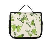 FZQVSWTX Hanging Travel Toiletry Bag for Men And Women,Gold And Black Shapes Printed Polyester Portable Toiletry Organizer, Lime Green Butterfly, 22.5x18.5cm