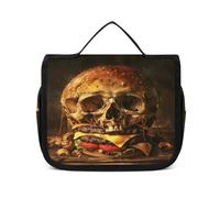 FZQVSWTX Hanging Travel Toiletry Bag for Men And Women,Hand Drawn Black Cat Printed Polyester Portable Toiletry Organizer, Skull Cheese Gourmet, 22.5x18.5cm