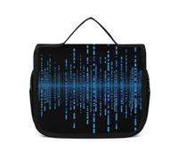 FZQVSWTX Hanging Travel Toiletry Bag for Men And Women,Orangutan Taking Photo Printed Polyester Portable Toiletry Organizer, The Blue Binary Matrix, 22.5x18.5cm