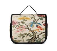 FZQVSWTX Hanging Travel Toiletry Bag for Men And Women,Orangutan Taking Photo Printed Polyester Portable Toiletry Organizer, Flowers and Birds, 22.5x18.5cm