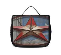 FZQVSWTX Hanging Travel Toiletry Bag for Men And Women,Pirate Ship in The Sunset Printed Polyester Portable Toiletry Organizer, American Wastern Texas Star, 22.5x18.5cm