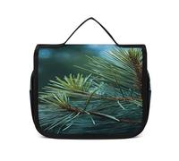 FZQVSWTX Hanging Travel Toiletry Bag for Men And Women,Pirate Ship in The Sunset Printed Polyester Portable Toiletry Organizer, Pine Tree Green Needles, 22.5x18.5cm