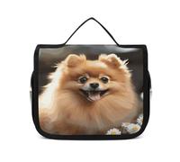 FZQVSWTX Hanging Travel Toiletry Bag for Men And Women,Pomeranians Puppies Printed Polyester Portable Toiletry Organizer, Pomeranian dog, 22.5x18.5cm