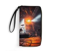 FZQVSWTX Leather Womens Wallet Wristlet,Golden Gate Bridge Printed Large Capacity Clutch Credit Card Holder Purse, Rock concert stage, 19.7x10.5cm