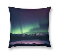 FZQVSWTX Square Plush 12x12 Pillow Covers,Northern Aurora Night Printed Winter Decorations Couch Throw Pillow Case for Living Room, Bedroom, Sofa,Car