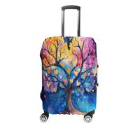 FZQVSWTX Washable Luggage Protector Suitcase Cover, 3D House Model Printed Travel Elastic Suitcase Protector Fits 19-32 Inch Luggage, Attentive on the Tree, L