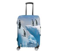 FZQVSWTX Washable Luggage Protector Suitcase Cover, Albany Covered Bridge Printed Travel Elastic Suitcase Protector Fits 19-32 Inch Luggage, Penguins On The Iceberg, L