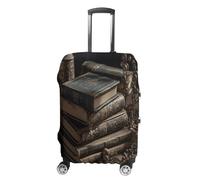 FZQVSWTX Washable Luggage Protector Suitcase Cover, Beautiful Mermaid Tail Printed Travel Elastic Suitcase Protector Fits 19-32 Inch Luggage, Stack of Old Books, Small