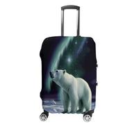 FZQVSWTX Washable Luggage Protector Suitcase Cover, Beautiful Mermaid Tail Printed Travel Elastic Suitcase Protector Fits 19-32 Inch Luggage, Polar Bears Northern Lights, M