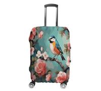 FZQVSWTX Washable Luggage Protector Suitcase Cover, Beautiful Mermaid Tail Printed Travel Elastic Suitcase Protector Fits 19-32 Inch Luggage, Flowers Birds And Butterfly, L