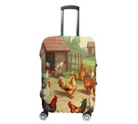 FZQVSWTX Washable Luggage Protector Suitcase Cover, Beer Printed Travel Elastic Suitcase Protector Fits 19-32 Inch Luggage, Roast Chicken Hen Farm, L