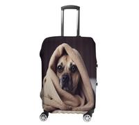 FZQVSWTX Washable Luggage Protector Suitcase Cover, Chocolate Cookie Printed Travel Elastic Suitcase Protector Fits 19-32 Inch Luggage, dog in a blanket, Small