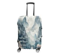 FZQVSWTX Washable Luggage Protector Suitcase Cover, Clean Simple Leaves Printed Travel Elastic Suitcase Protector Fits 19-32 Inch Luggage, Asian Style Pattern, M