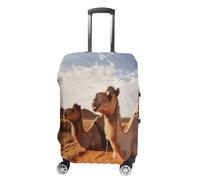 FZQVSWTX Washable Luggage Protector Suitcase Cover, Colored Umbrellas Printed Travel Elastic Suitcase Protector Fits 19-32 Inch Luggage, Camels Rest Desert, XL