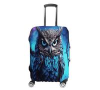 FZQVSWTX Washable Luggage Protector Suitcase Cover, Colorful Abstract Dragonfly Printed Travel Elastic Suitcase Protector Fits 19-32 Inch Luggage, Blue Owl, Small