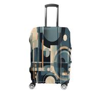 FZQVSWTX Washable Luggage Protector Suitcase Cover, Deer And Cactus Printed Travel Elastic Suitcase Protector Fits 19-32 Inch Luggage, Blue Tribal Pattern, M