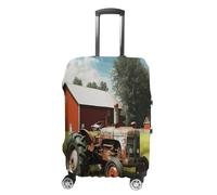 FZQVSWTX Washable Luggage Protector Suitcase Cover, Drum Set Printed Travel Elastic Suitcase Protector Fits 19-32 Inch Luggage, Company Farm Tractor, Small