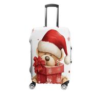 FZQVSWTX Washable Luggage Protector Suitcase Cover, Gingerbread House Printed Travel Elastic Suitcase Protector Fits 19-32 Inch Luggage, Santa Hat Gift and Merry Christmas, Small