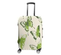 FZQVSWTX Washable Luggage Protector Suitcase Cover, Gold And Black Shapes Printed Travel Elastic Suitcase Protector Fits 19-32 Inch Luggage, Lime Green Butterfly, XL