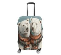 FZQVSWTX Washable Luggage Protector Suitcase Cover, Green Leaves And Flowers Printed Travel Elastic Suitcase Protector Fits 19-32 Inch Luggage, Two Polar Bears, XL