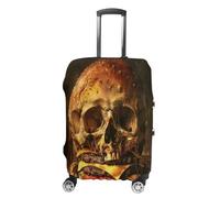 FZQVSWTX Washable Luggage Protector Suitcase Cover, Hand Drawn Black Cat Printed Travel Elastic Suitcase Protector Fits 19-32 Inch Luggage, Skull Cheese Gourmet, XL