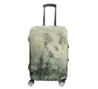 FZQVSWTX Washable Luggage Protector Suitcase Cover, Hand Drawn Black Cat Printed Travel Elastic Suitcase Protector Fits 19-32 Inch Luggage, Flowers in the Mist, Small