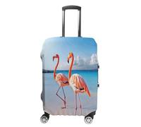 FZQVSWTX Washable Luggage Protector Suitcase Cover, Karaoke Microphone Printed Travel Elastic Suitcase Protector Fits 19-32 Inch Luggage, Pink Flamingo on Beach, XL