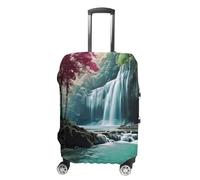 FZQVSWTX Washable Luggage Protector Suitcase Cover, Majestic Tiger Resting on A Rock Printed Travel Elastic Suitcase Protector Fits 19-32 Inch Luggage, Waterfall Natural Landscape, XL