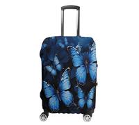 FZQVSWTX Washable Luggage Protector Suitcase Cover, Majestic Tiger Resting on A Rock Printed Travel Elastic Suitcase Protector Fits 19-32 Inch Luggage, Dark Blue Butterflies, XL