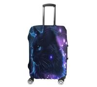 FZQVSWTX Washable Luggage Protector Suitcase Cover, Majestic Tiger Resting on A Rock Printed Travel Elastic Suitcase Protector Fits 19-32 Inch Luggage, Purple and Blue Fireflies, M