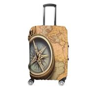 FZQVSWTX Washable Luggage Protector Suitcase Cover, Majestic Tiger Resting on A Rock Printed Travel Elastic Suitcase Protector Fits 19-32 Inch Luggage, old compass, Small