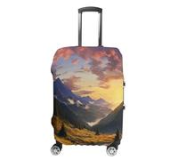 FZQVSWTX Washable Luggage Protector Suitcase Cover, Majestic Tiger Resting on A Rock Printed Travel Elastic Suitcase Protector Fits 19-32 Inch Luggage, Mountain Sunset Landscape, XL