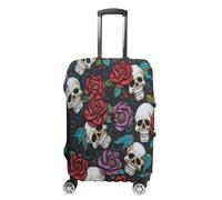 FZQVSWTX Washable Luggage Protector Suitcase Cover, Orangutan Taking Photo Printed Travel Elastic Suitcase Protector Fits 19-32 Inch Luggage, Sugar skull flowers, Small