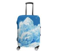 FZQVSWTX Washable Luggage Protector Suitcase Cover, Orangutan Taking Photo Printed Travel Elastic Suitcase Protector Fits 19-32 Inch Luggage, Cat Shaped Cloud, Small