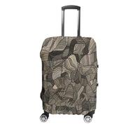FZQVSWTX Washable Luggage Protector Suitcase Cover, Orangutan Taking Photo Printed Travel Elastic Suitcase Protector Fits 19-32 Inch Luggage, Beige Block Pattern, Small