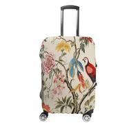 FZQVSWTX Washable Luggage Protector Suitcase Cover, Orangutan Taking Photo Printed Travel Elastic Suitcase Protector Fits 19-32 Inch Luggage, Flowers and Birds, Small