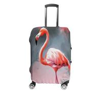 FZQVSWTX Washable Luggage Protector Suitcase Cover, Owl And Yellow Moon Printed Travel Elastic Suitcase Protector Fits 19-32 Inch Luggage, Painting Flamingo, XL