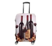 FZQVSWTX Washable Luggage Protector Suitcase Cover, Owl And Yellow Moon Printed Travel Elastic Suitcase Protector Fits 19-32 Inch Luggage, Red Wine, Small
