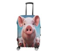 FZQVSWTX Washable Luggage Protector Suitcase Cover, Owl And Yellow Moon Printed Travel Elastic Suitcase Protector Fits 19-32 Inch Luggage, Funny Cute Pig, Small