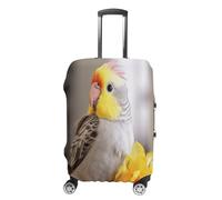 FZQVSWTX Washable Luggage Protector Suitcase Cover, Owl And Yellow Moon Printed Travel Elastic Suitcase Protector Fits 19-32 Inch Luggage, Cute Cockatiel, XL