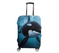 FZQVSWTX Washable Luggage Protector Suitcase Cover, Owl And Yellow Moon Printed Travel Elastic Suitcase Protector Fits 19-32 Inch Luggage, Killer whale, Small
