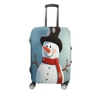 FZQVSWTX Washable Luggage Protector Suitcase Cover, Owl And Yellow Moon Printed Travel Elastic Suitcase Protector Fits 19-32 Inch Luggage, Cute snowman, Small